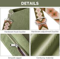 Bolso de mano de pana para mujer con cremallera, bolsos de hombro de gran capacidad con correa ajustable y bolsillos - details 3