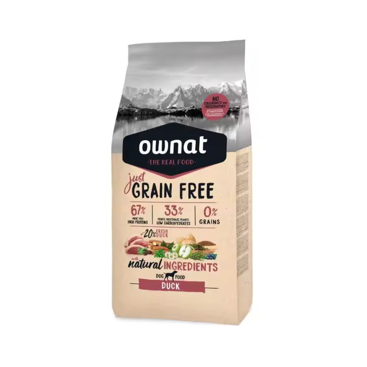 Ownat Just grain free Pato, alto en carnes, sin cereales, mejor calidad precio - 1
