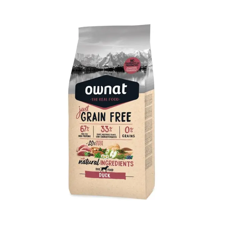Ownat Just grain free Pato, alto en carnes, sin cereales, mejor calidad precio - 1