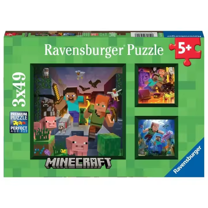 Puzzle Minecraft Biomas 3x49 Piezas, Ravensburger, 05621 - 1