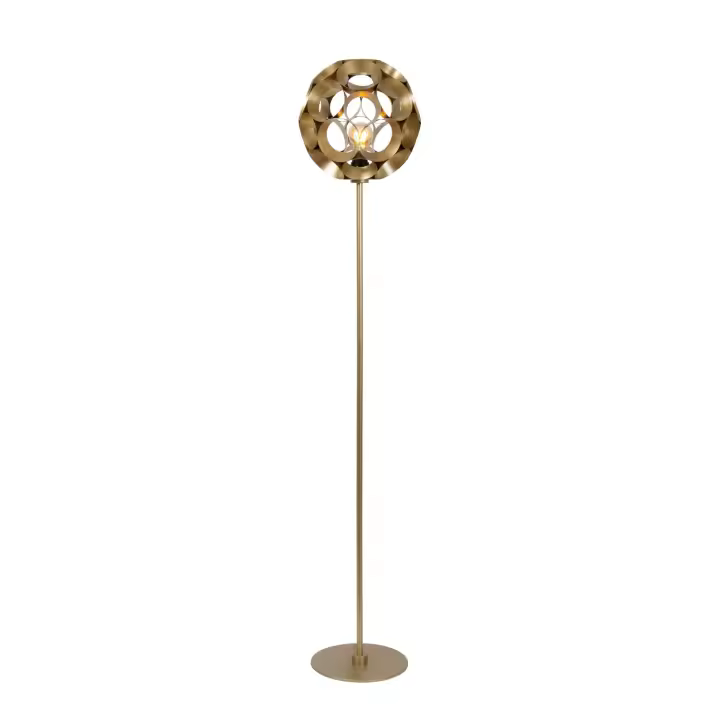 Lucide HANNELORE - Lámpara de suelo - Ø 30 cm - 1xE27 - Oro mate / Latón - 1