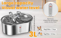 Dispensador De Agua Para Gatos 3L Con Doble Cuenco Acero Inoxidable Gran Capacidad Dispensador De Bebida Inteligente Para Perros Y Gatos - details 3