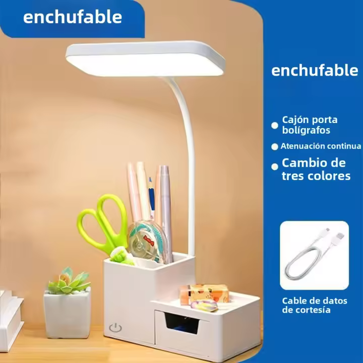 Lámpara De Mesa Plegable Con USB Y Toque Dimmer 3 Modos Luz Nocturna LED Protección Ocular Con Porta Bolígrafos Lámpara De Leer Para Cama - 1
