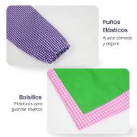 Batas Escolares Infantiles Multicolores - Batas de Cuadros - Manga Larga y Tela Transpirable - Diferentes Tallas Disponibles - Cómodas - Perfectas para Niños y Niñas en Colegio - Diseño Práctico y Resistente - details 2