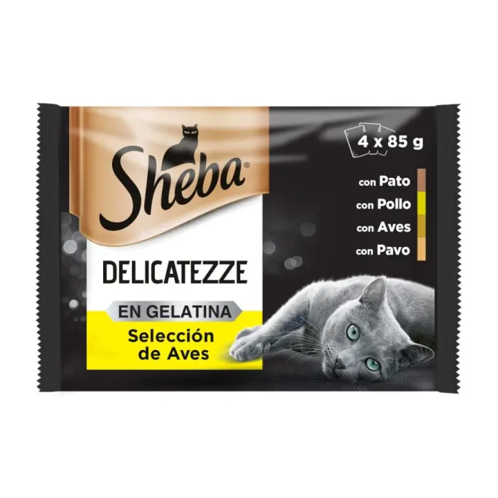 Comida húmeda para gatos Sheba Delicatezze Gelatina (13x4x85gr) - Alimento de calidad premium para tu felino - ¡Sabor irresistible y nutritivo! - 1