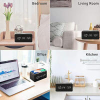Reloj De Alarma Digital De Madera Con Carga Inalámbrica Reloj LED Con Hora Fecha Temperatura Para Escritorio Oficina Lado Del Cama Moderno - details 3