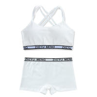 Conjunto De Ropa Interior Para Niñas Adolescentes 2 Piezas Almohadillado De Algodón Con Tirantes Cruzados Sujetador De Entrenamiento Y Bragas Estilo Deportivo Adecuado Para Edad 7-13 Años - details 1