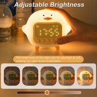 Despertador con forma de Pato para niños, Bonita Luz Nocturna, Dos despertadores, Brillo ajustable, lámpara portátil recargable para decoración de dormitorio (Amarillo) - details 1