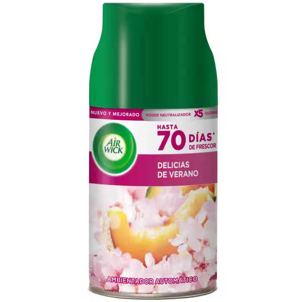 Air Wick Ambientador Freshmatic - Recambio Spray Automático, Esencia para Casa con Aroma a Delicias de Verano - 1