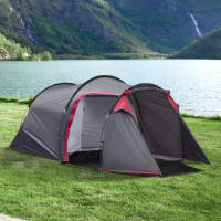 Outsunny Tienda de Campaña Familiar 2-3 Personas Plegable Impermeable 2000+ mm a Prueba de UV 20+ con Vestíbulo y 4 Estaciones para Camping Senderismo Festivales 426x206x154 cm Gris Oscuro - details 1