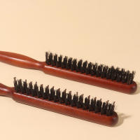 Cepillo De Pelo Profesional Para Peluquería Con Cerdas De Jabalí Y Madera Línea Delgada Para Teasing Y Estilizado Extensiones De Cabello Herramienta De Peluquería - details 3