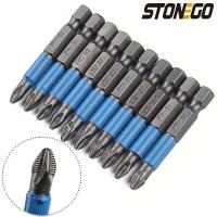 STONEGO Kit De Destornilladores Magnéticos Phillips 10 Piezas Tamaño 1/4 Pulgada Con Cabeza De Destornillador De 50 Mm Y Herramienta Antideslizante Para Taladro Eléctrico - details 0