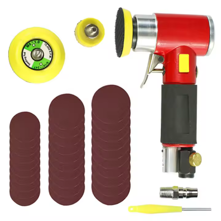 Mini lijadora excéntrica de aire, 1 pulgada, 2 pulgadas, 3 pulgadas, Pulidora neumática de alta velocidad, 15000RPM, Lijadora neumática orbital aleatoria, 4CFM, Entrada de aire 1/4" - 1