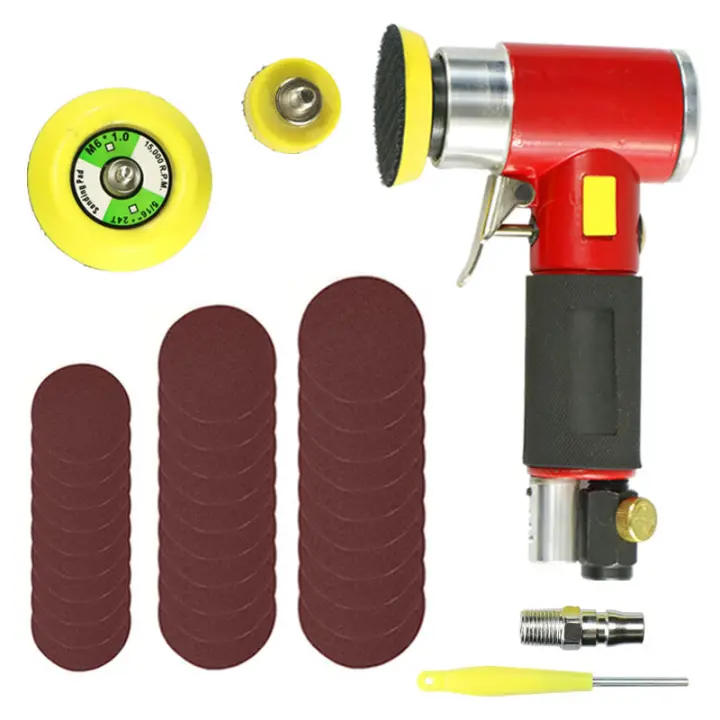 Mini lijadora excéntrica de aire, 1 pulgada, 2 pulgadas, 3 pulgadas, Pulidora neumática de alta velocidad, 15000RPM, Lijadora neumática orbital aleatoria, 4CFM, Entrada de aire 1/4" - 1