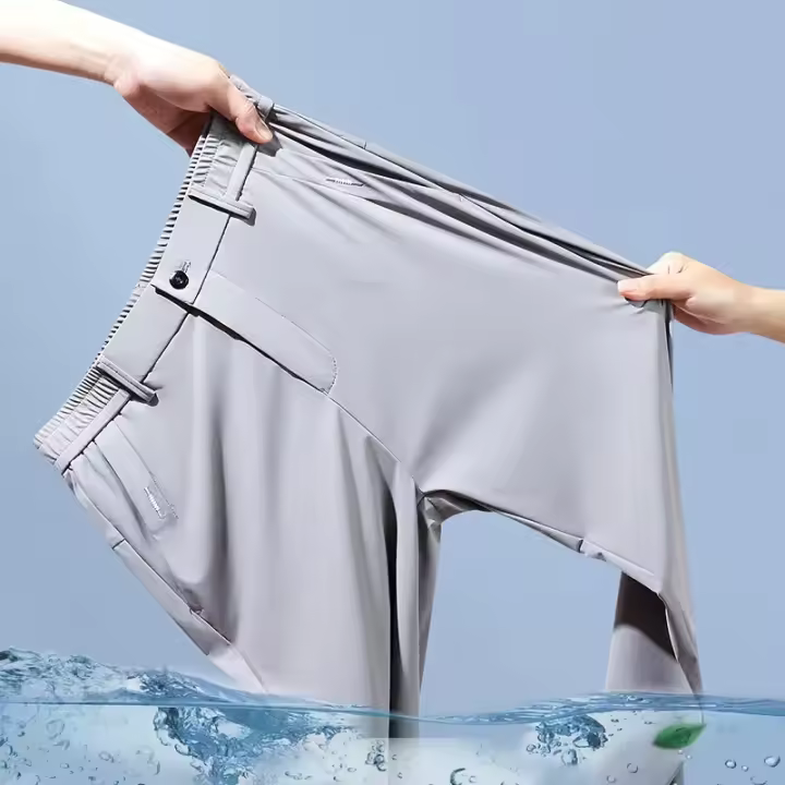 Pantalones Casuales Para Hombre Verano Ultrafino Seda De Hielo Delgados Rectos Negros Grises Pantalones De Negocios Rapidos Secados - 1