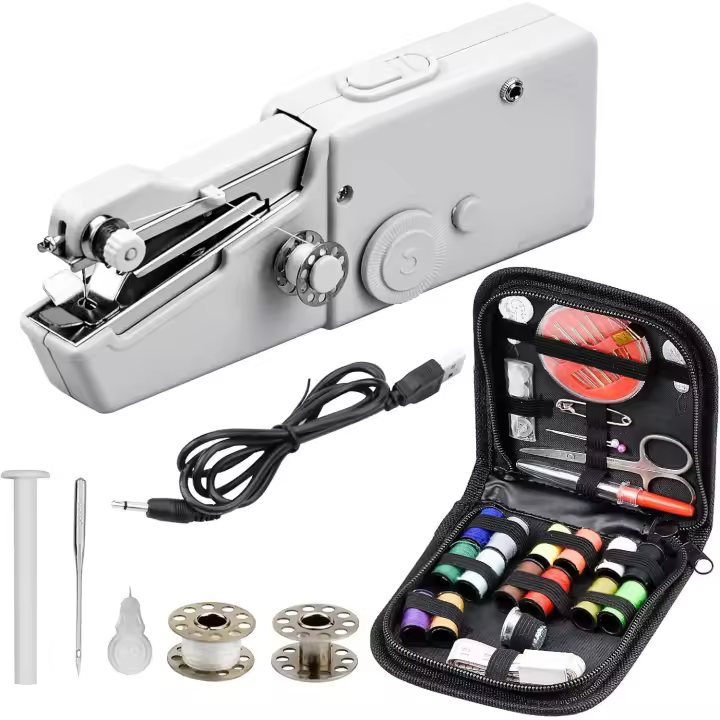 Mini Máquina de Coser, Mini Máquina de Coser Eléctrica, Máquina de Coser Portatil, Fácil de Usar, Puntada Rápida, Adecuada Para Ropa, Cortinas, Bricolaje, Viajes en Familia - 1