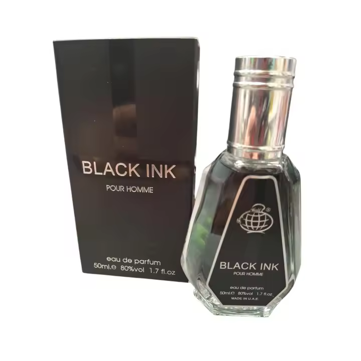 Perfume arabe de homnre Black ink pour homme Fragance world 50ml,Fragancia masculina intensa, fuerte, duradera, Colonia de hombre tamaño viaje NOVEDAD - 1