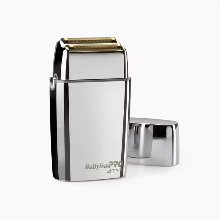 BabyLiss Pro Máquina FOILFX 02 Metal Double Foil Shaver - Máquina de Rasurado Afeitadora de Doble Lámina - Color Plata - FXFS2E - Cortapelos de Afeitado Profesional - Cuchillas de Titanio de 44mm - 1