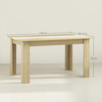 HOMCOM Mesa de Comedor Moderna Mesa de Cocina Rectangular para 4-6 Personas Carga 100 kg para Salón 140x89,5x75 cm Blanco y Roble - details 2