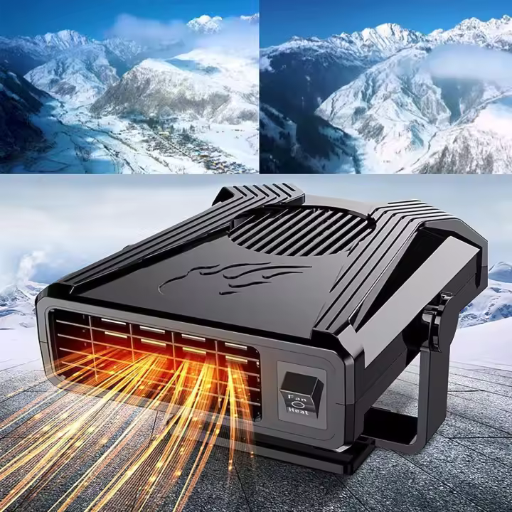 Ventilador de calefacción portátil para coche 150W, calentador Coche eléctrico, rotación de 360 grados, Calentador y Ventilador de Enfriamiento, 2 en 1 descongelación del parabrisas para vehículos, Desempañador de Parabrisas 12V / 24V - 1