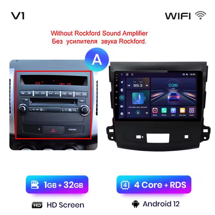 Junsun Radio Coche para Mitsubishi Outlander xl 2 2005 2006 2007 2008 2009 2010 2011 Citroen C-Crosser Inalámbrico CarPlay Android Auto AI Voice 2 din Pantalla Coche Android Auto Multimedia Navegación GPS Auto radio - 1