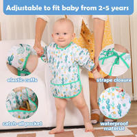 Babero De Silicona Para Bebé Caoon Impermeable Y Libre De BPA Con Manga Larga Estilo Animal Impresión Para Niños De 0 a 6 Años - details 2
