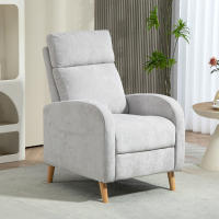 HOMCOM Sillón Relax Reclinable Manual Sillón Relax Tapizado en Lino Sintético con Reposapiés y Bolsillo Lateral Carga 120 kg Sillón Reclinable para Dormitorio Oficina Gris Claro - details 1