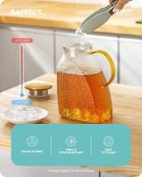 Jarra de Agua, Jarra de Vidrio de borosilicato alto con tapa de Maple inoxidable, Jarra a prueba de fugas para Puerta de refrigerador para bebidas frías o Calientes (1,8 L/63 oz.) Transpa - details 1