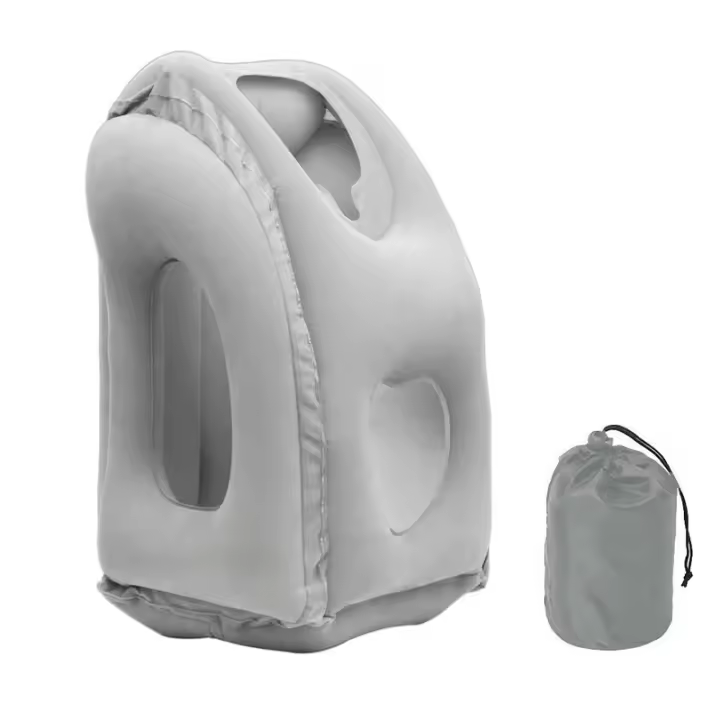 Almohada Inflable De Viaje Con Nuevo Patrón Soporte De Cuello Y Barba Para Avión Coche Autobús Tren Descanso En La Oficina - 1