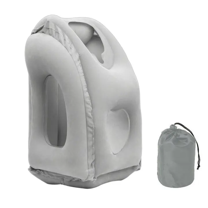 Almohada Inflable De Viaje Con Nuevo Patrón Soporte De Cuello Y Barba Para Avión Coche Autobús Tren Descanso En La Oficina - 1