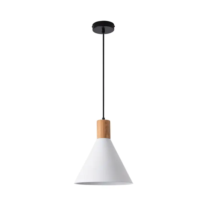 Ledkia Lámpara Colgante Metal y Madera Arbat Blanco - 1