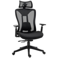 Vinsetto Silla de Oficina de Malla Silla de Escritorio Reclinable con Reposacabezas Ajustable Soporte Lumbar y Reposabrazos 3D Carga 150 kg 70x66x120-128 cm Negro - details 0