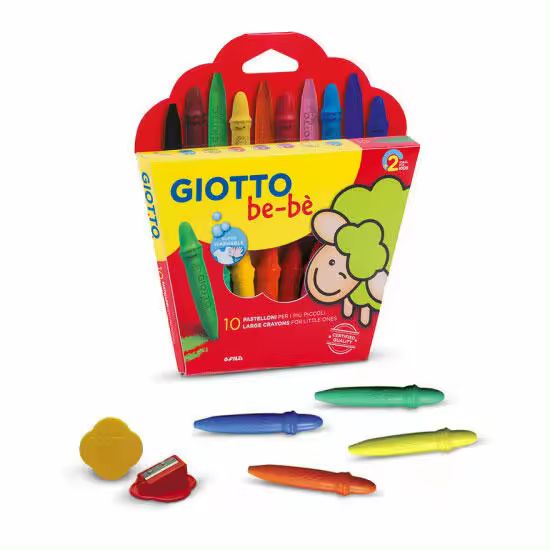Lapices Cera Giotto Super Be-Be caja de 10 colores surtidos + sacapuntas Giotto - 1