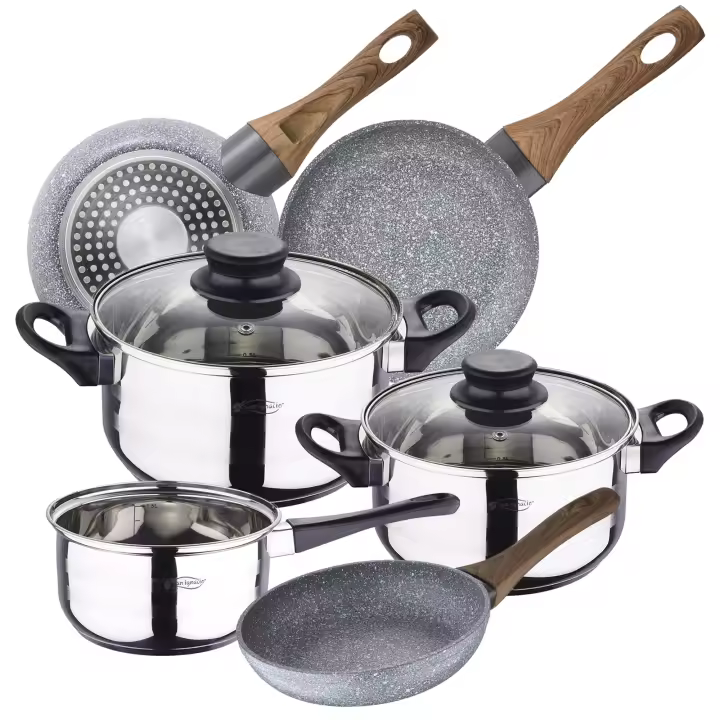 Batería de Cocina 5 Piezas San Ignacio de Acero Inoxidable con Sartenes Daimiel en Aluminio Forjado - 1