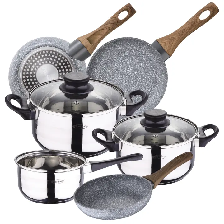 Batería de Cocina 5 Piezas San Ignacio de Acero Inoxidable con Sartenes Daimiel en Aluminio Forjado - 1