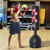 HOMCOM Saco de Boxeo de Pie 165 cm con Base Rellenable de Agua 22,5 kg o Arena 27,5 kg y Ventosas de Goma para Adultos y Niños 50x50x165 cm Negro - details 1