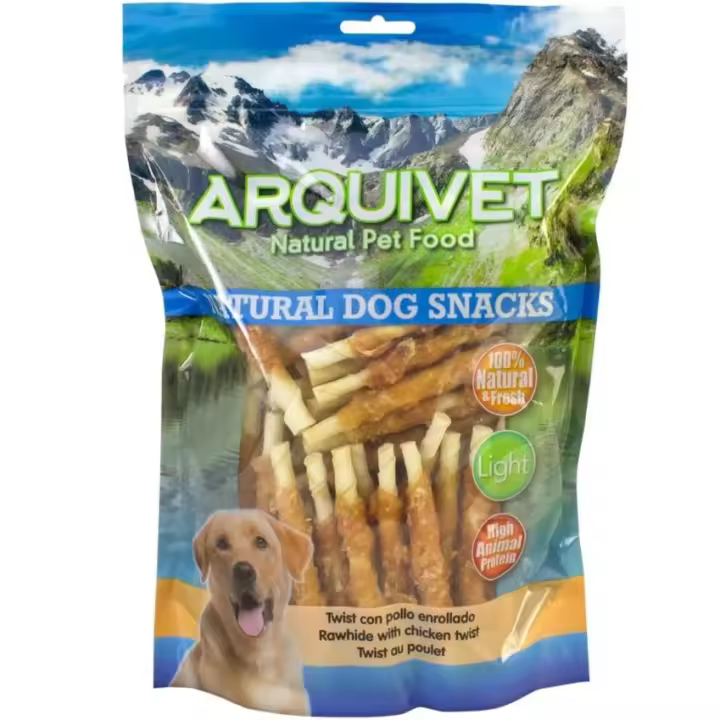 Arquivet, Twist con pollo enrollado, Snacks Naturales para perros, Chuches para perros, Golosinas para perro, Premios para tu mascota, 13 cm, 1 kg - 1