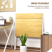 HOMCOM Escritorio Plegable Mesa de Escritorio Plegable con Estante Abierto Escritorio Pequeño para Estudio Hogar Oficina 86x66x82 cm Natural - details 3