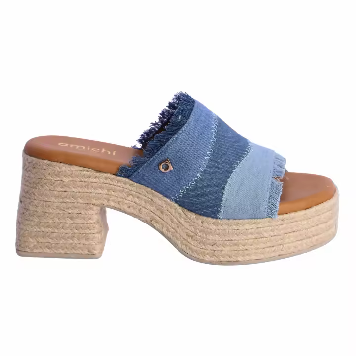 Sandalias de cuña para mujer Amichi Muriel de denim - 1