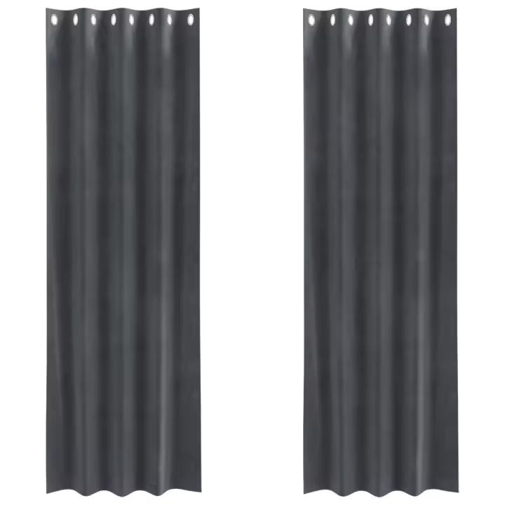 Cortinas Blackout  con ojales 2 pcs Gris Claro Terciopelo - 1