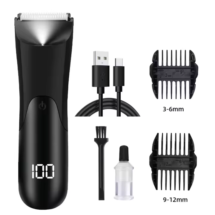 Recortadora eléctrica privada con pantalla digital e iluminación, recortadora de vello corporal doméstica, afeitadora recargable, cortadora de pelo eléctrica - 1