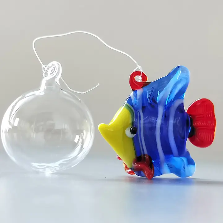 1 Pieza Decoración De Acuario Pequeña JETTING Colección Europea Oceánica Adorno De Vidrio Flotante Con Peces Tropicales Embossado - 1