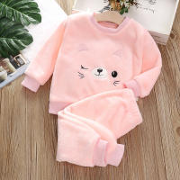 Pijama De Otoño E Invierno Para Niños Y Niñas Con Estampado De Oso De Algodón Flanelado Grueso Ropa De Casa Para 0-6 Años - details 2