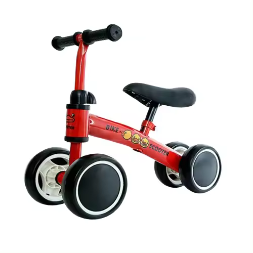 Bicicleta de Equilibrio Infantil sin Pedales, Bicicleta de Deslizamiento para Bebés de 1-2-3 Años, Cuatro Ruedas, Tres Colores - 1
