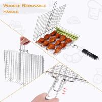 Cesta De Asado Portátil Para Camping Y Exteriores En Acero Inoxidable Gran Tamaño Con Palas Plegables Accesorios Para Pescado - details 5