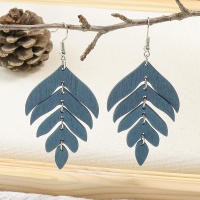 Juego De Pendientes Colgantes De Madera Con Láser Moda Etnia Hermoso Hoja Pluma Geometría Colorida Joyería Para Mujer - details 2