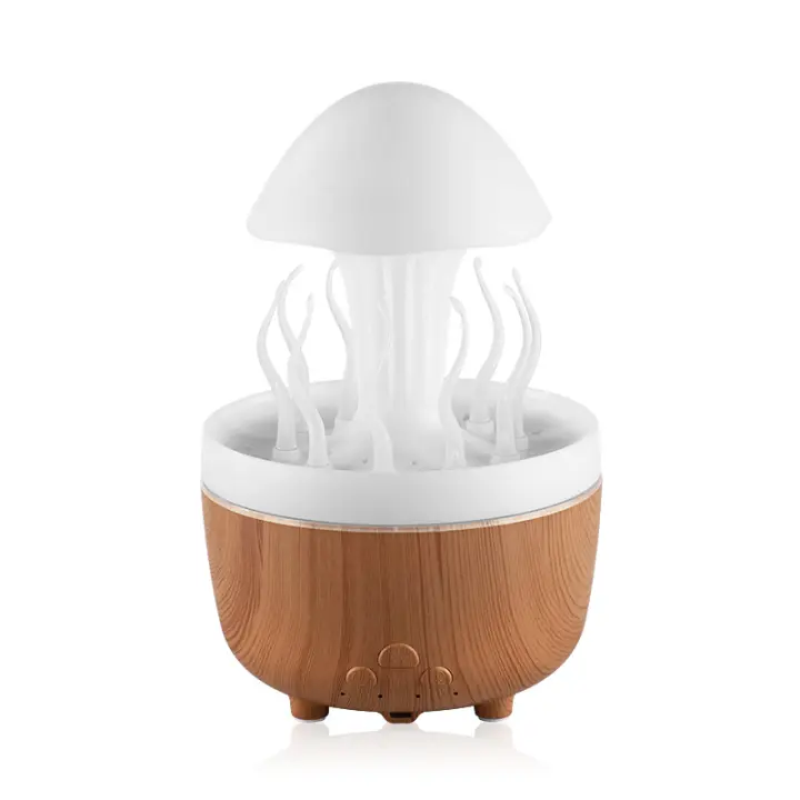 Nuevo humidificador rotatorio de lluvia de medusas con luces de colores, atomización ultrasónica, humidificación por gotas de lluvia, máquina de aromaterapia con forma de nube y seta. - 1