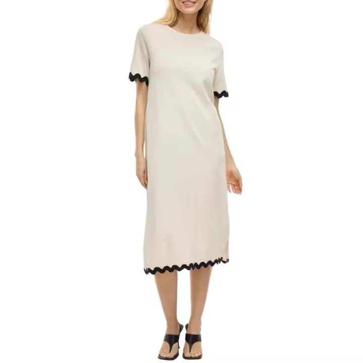 VICALISA O-NECK S/S MIDI DRESS/R Birch BLACK - 1