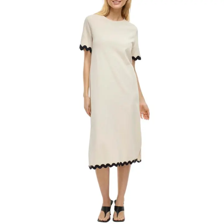 VICALISA O-NECK S/S MIDI DRESS/R Birch BLACK - 1