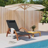 vidaXL Tumbona con cojín textilene y madera maciza de álamo Sillas de Exterior Ideal para jardín, playa, piscina, terraza Tumbona Piscina Tumbonas Playa Tumbonas Jardín Exterior - details 1